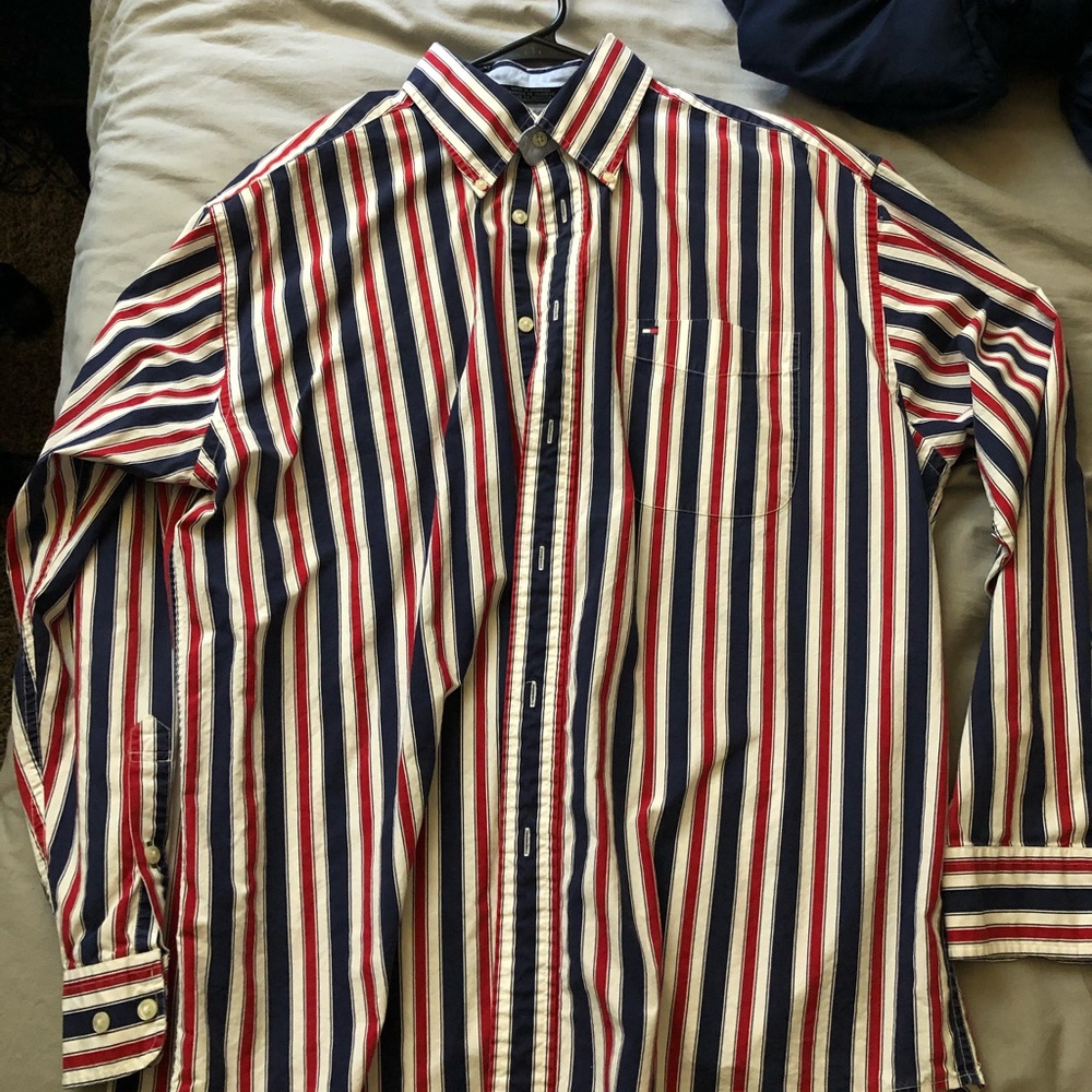 Vtg Tommy Hilfiger Red, White, and Blue Shirt